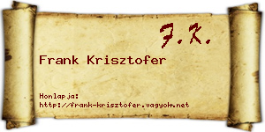 Frank Krisztofer névjegykártya